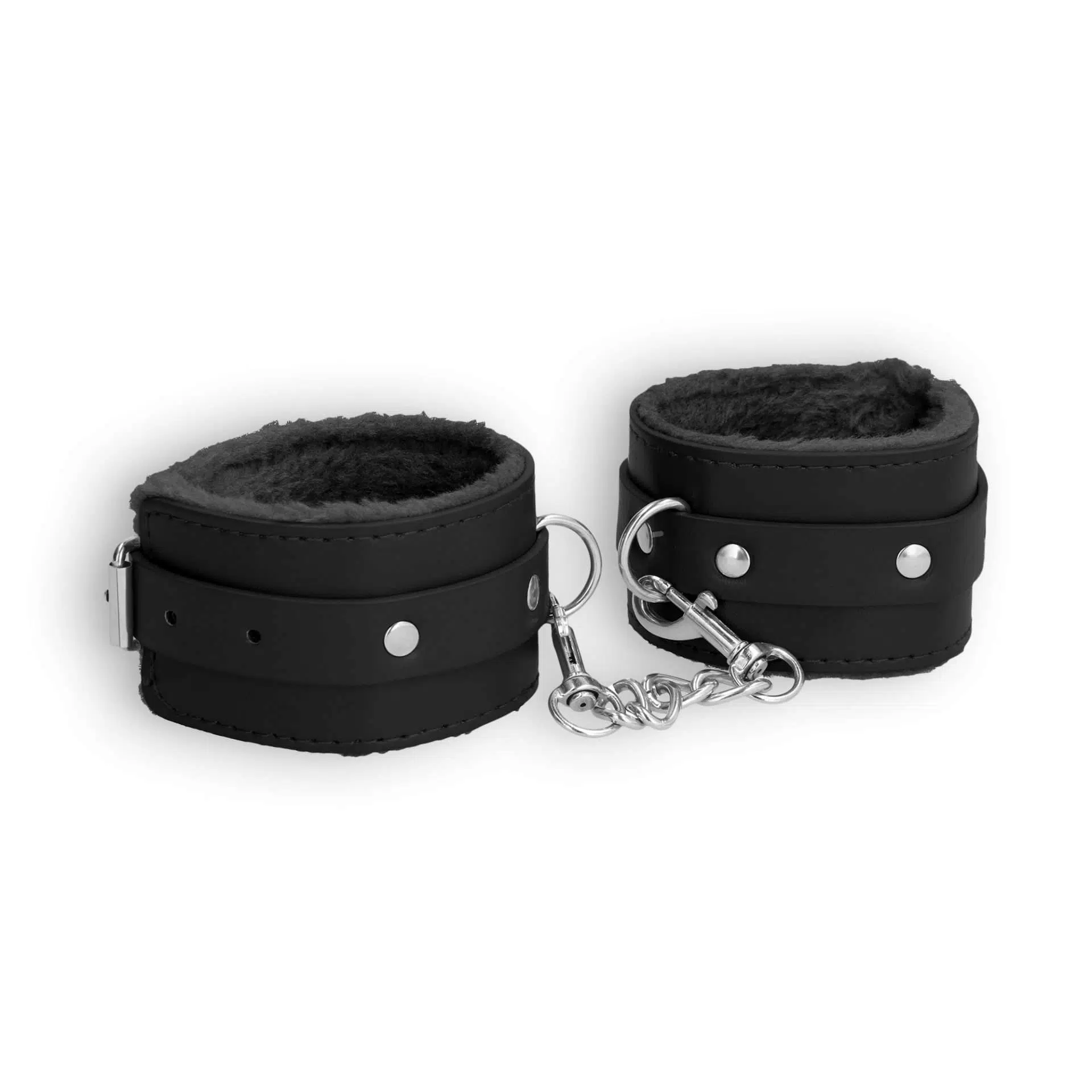 OUCH  PLUSH LEATHER WRIST CUFFS BLACK